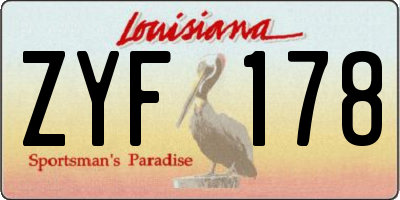 LA license plate ZYF178