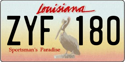 LA license plate ZYF180