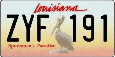 LA license plate ZYF191