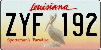 LA license plate ZYF192