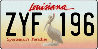 LA license plate ZYF196