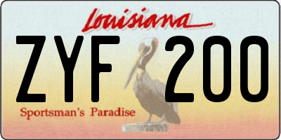 LA license plate ZYF200