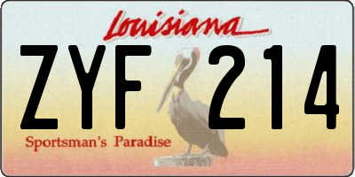 LA license plate ZYF214