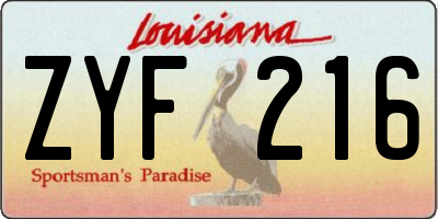 LA license plate ZYF216