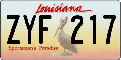 LA license plate ZYF217