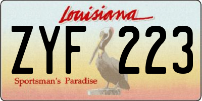 LA license plate ZYF223