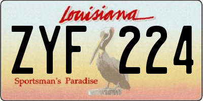 LA license plate ZYF224