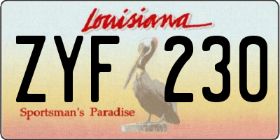 LA license plate ZYF230