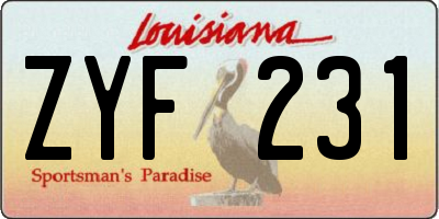 LA license plate ZYF231