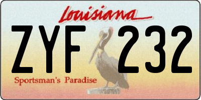 LA license plate ZYF232