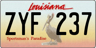 LA license plate ZYF237