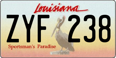 LA license plate ZYF238