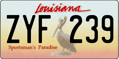 LA license plate ZYF239