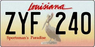 LA license plate ZYF240