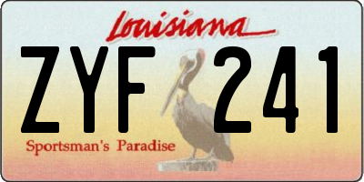 LA license plate ZYF241