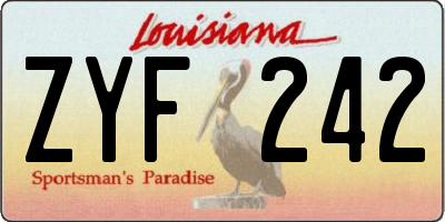 LA license plate ZYF242