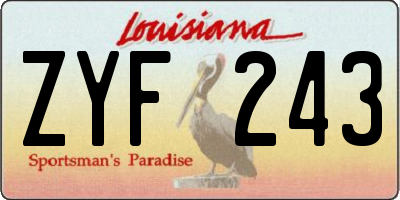 LA license plate ZYF243