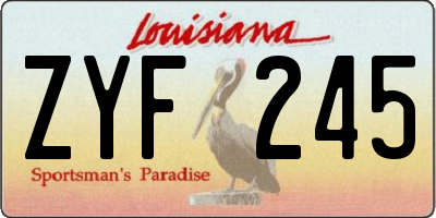 LA license plate ZYF245