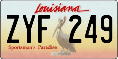 LA license plate ZYF249