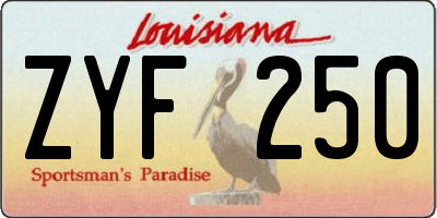 LA license plate ZYF250