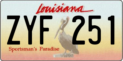 LA license plate ZYF251