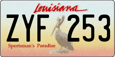 LA license plate ZYF253