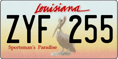 LA license plate ZYF255