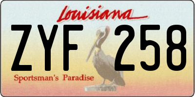 LA license plate ZYF258