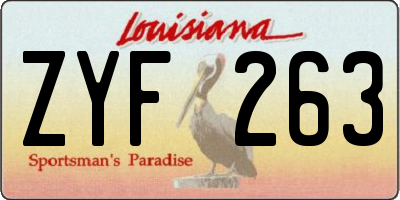 LA license plate ZYF263