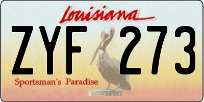 LA license plate ZYF273