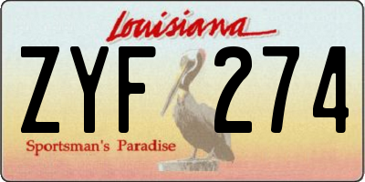 LA license plate ZYF274