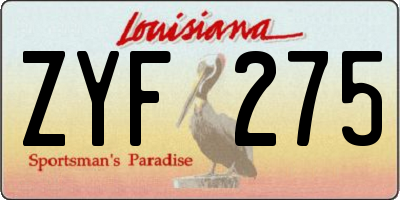 LA license plate ZYF275