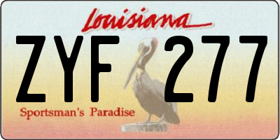 LA license plate ZYF277