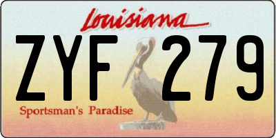 LA license plate ZYF279