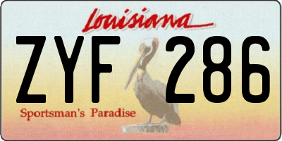 LA license plate ZYF286