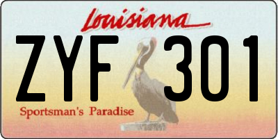 LA license plate ZYF301