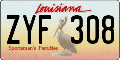 LA license plate ZYF308