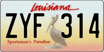 LA license plate ZYF314