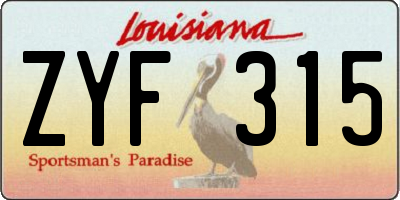 LA license plate ZYF315