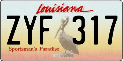 LA license plate ZYF317
