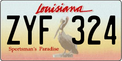LA license plate ZYF324