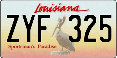 LA license plate ZYF325