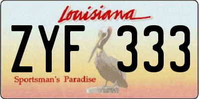 LA license plate ZYF333