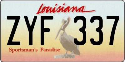 LA license plate ZYF337