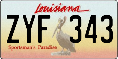 LA license plate ZYF343