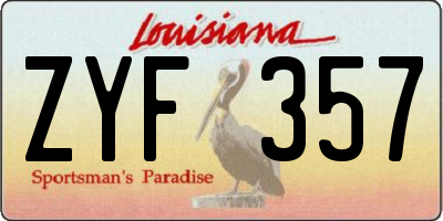 LA license plate ZYF357