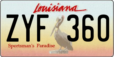 LA license plate ZYF360