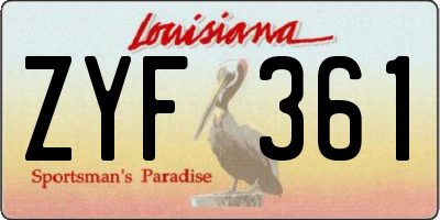 LA license plate ZYF361