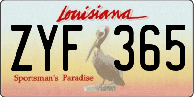 LA license plate ZYF365