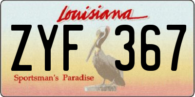 LA license plate ZYF367